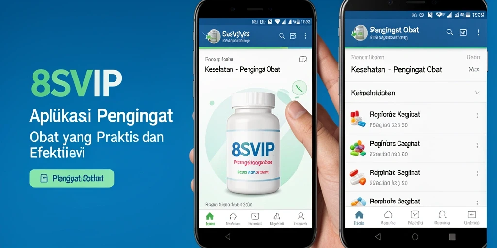 Antarmuka pengguna aplikasi Pengingat Obat 8SVIP yang ramah dan intuitif.