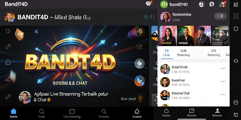 Antarmuka aplikasi BANDIT4D saat live streaming dengan fitur interaksi.