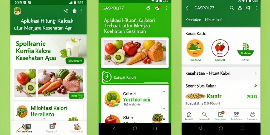 Screenshot GASPOL77 menampilkan antarmuka penghitungan kalori yang ramah pengguna.