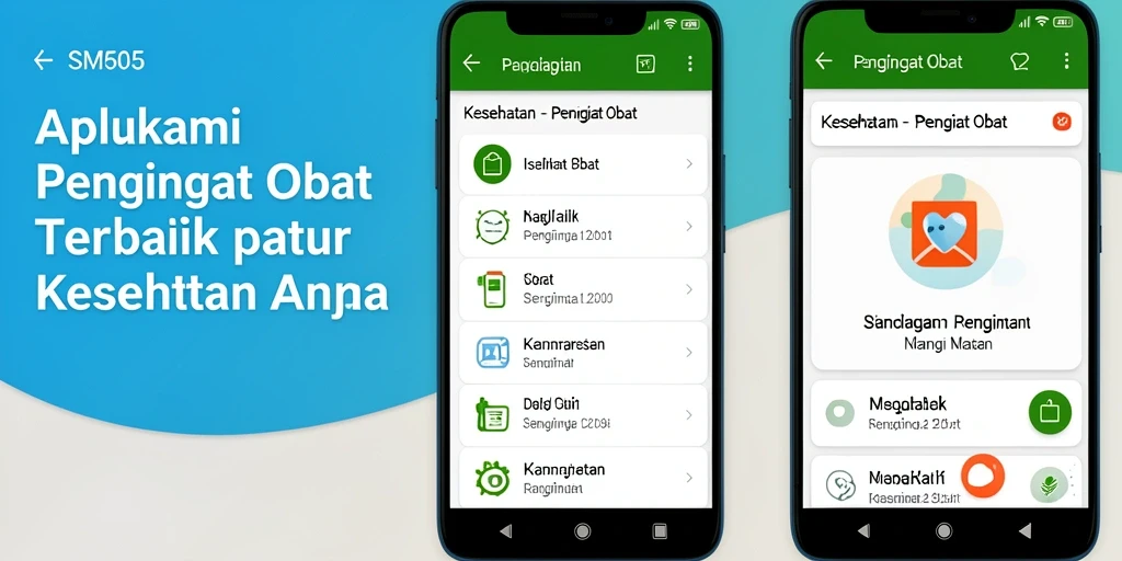 Antarmuka aplikasi SM605 yang menampilkan fitur Pengingat Obat yang intuitif.