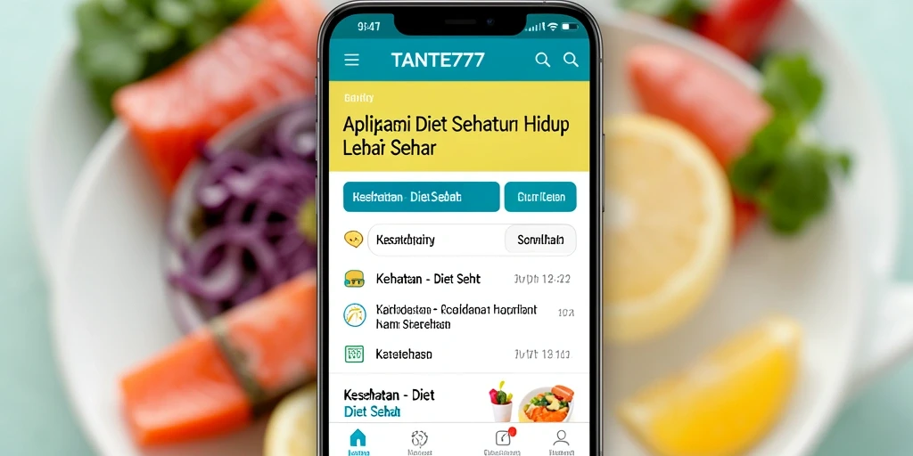 Antarmuka aplikasi TANTE777 yang modern dan user-friendly untuk Diet Sehat.