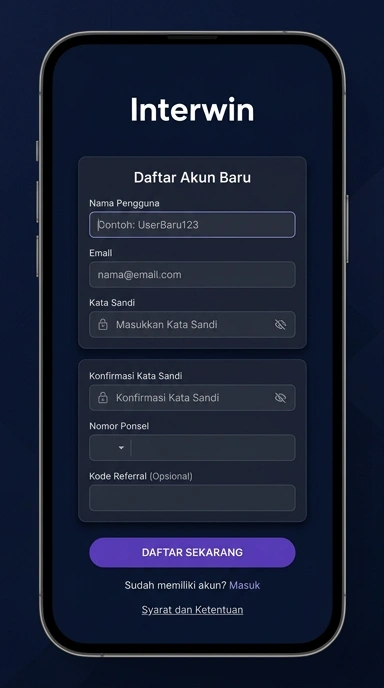 Buat Akun Baru Interwin untuk Pengguna Android